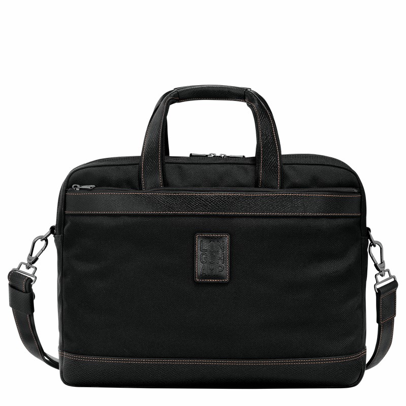 Longchamp Boxford L Briefcase - Recycled canvas Black | BZFK09285