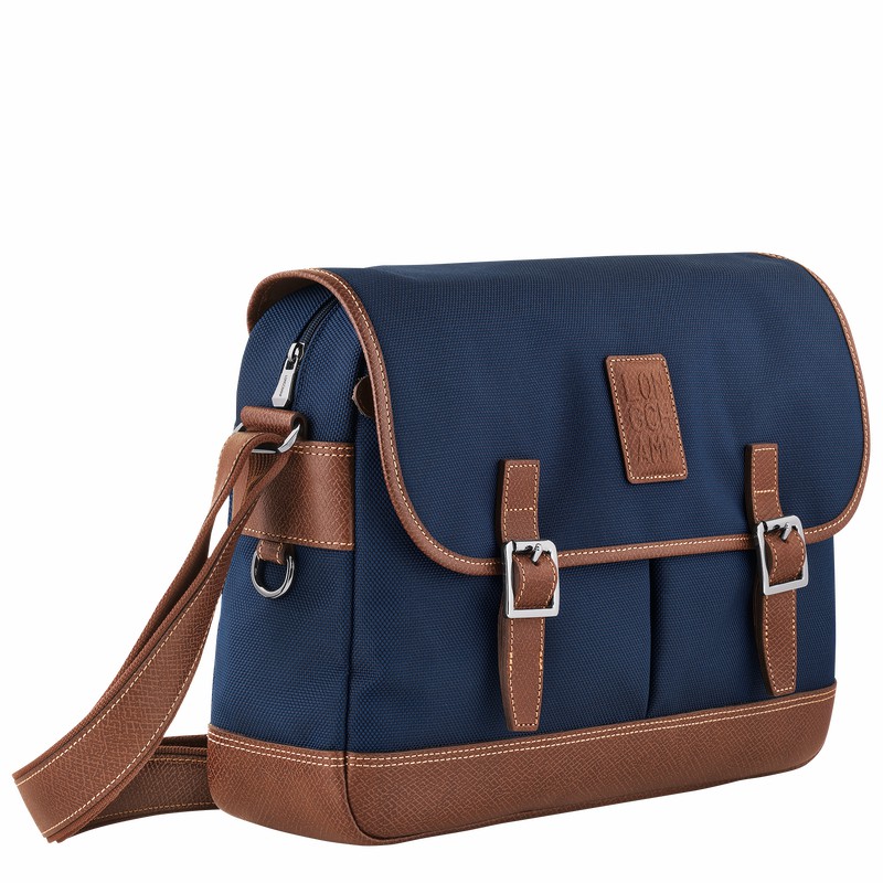 Longchamp Boxford L Crossbody bag - Recycled canvas Blue | JFTG12508