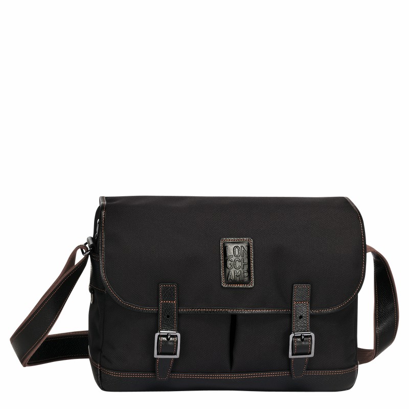 Longchamp Boxford L Crossbody bag - Recycled canvas Black | BZVJ52630