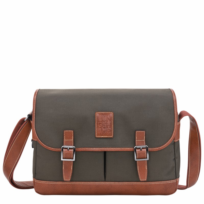 Longchamp Boxford L Crossbody bag - Recycled canvas Brown | IYGB02184