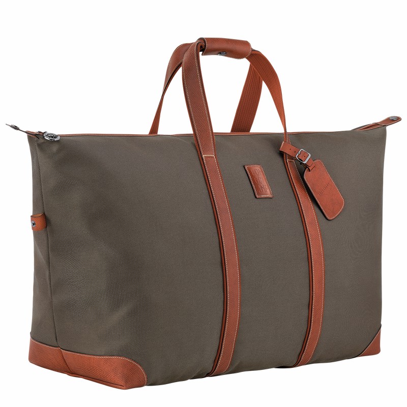 Longchamp Boxford L Travel bag - Recycled canvas Brown | DNPU57836