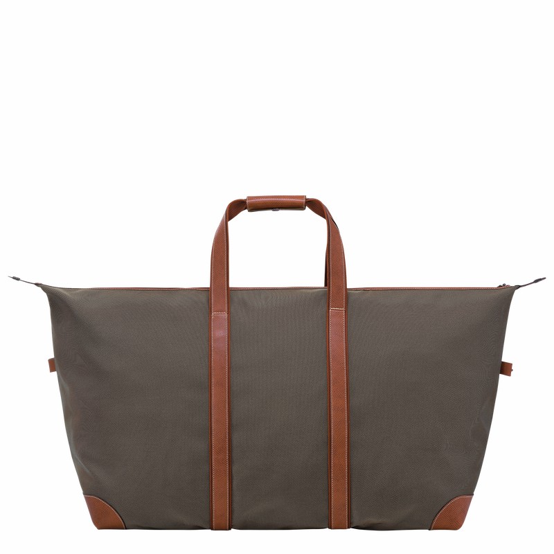 Longchamp Boxford L Travel bag - Recycled canvas Brown | DNPU57836