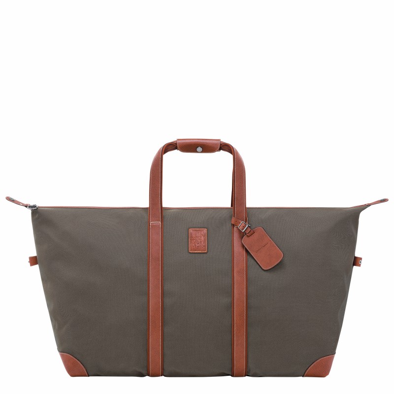 Longchamp Boxford L Travel bag - Recycled canvas Brown | HDFB70318