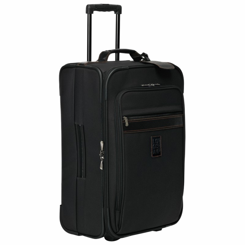 Longchamp Boxford M Suitcase - Recycled canvas Black | TEJB15687