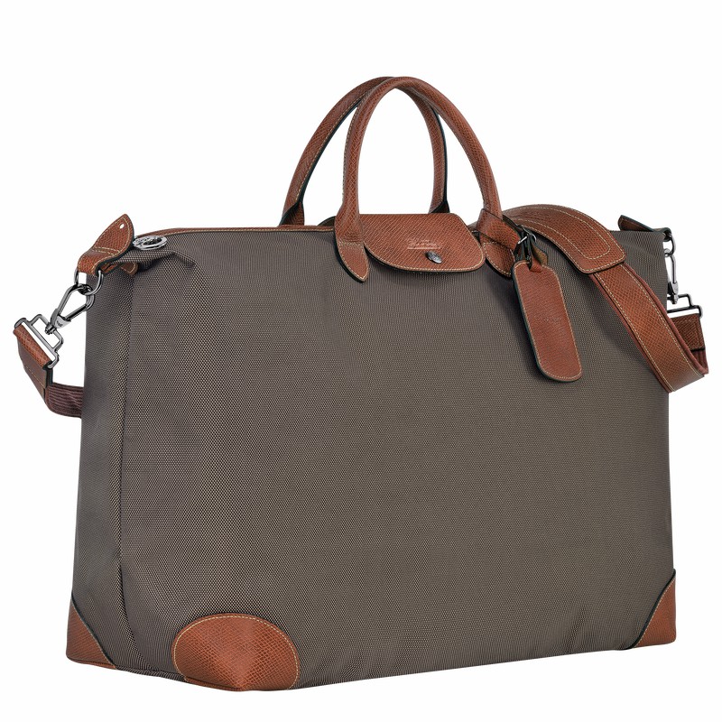 Longchamp Boxford M Travel bag - Recycled canvas Brown | DGUK17634