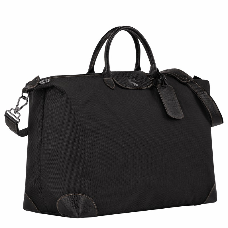 Longchamp Boxford M Travel bag - Recycled canvas Black | MJAX82174