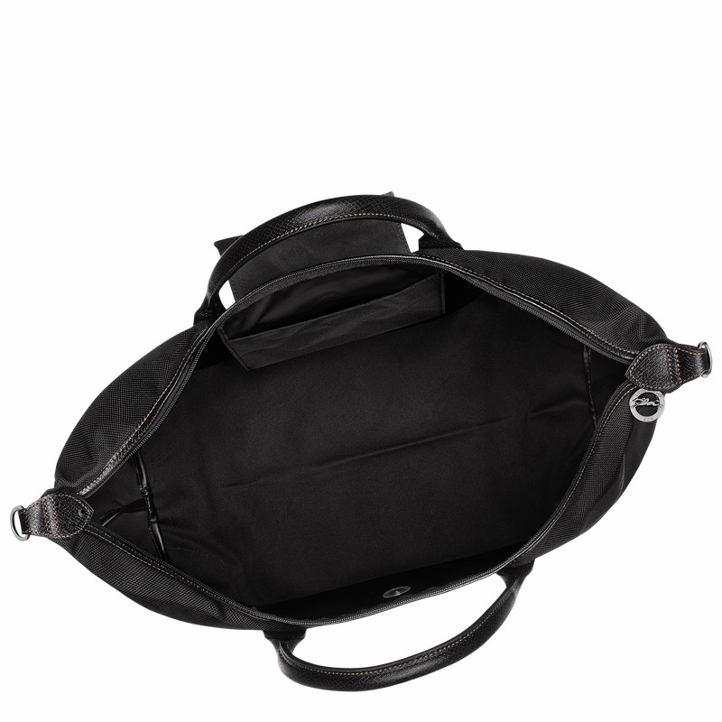 Longchamp Boxford M Travel bag - Recycled canvas Black | MJAX82174