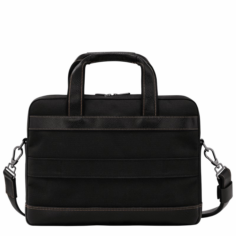 Longchamp Boxford S Briefcase - Recycled canvas Black | EIDW78213