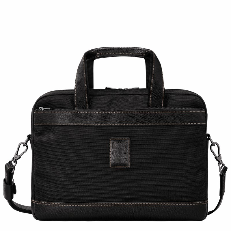 Longchamp Boxford S Briefcase - Recycled canvas Black | EIDW78213