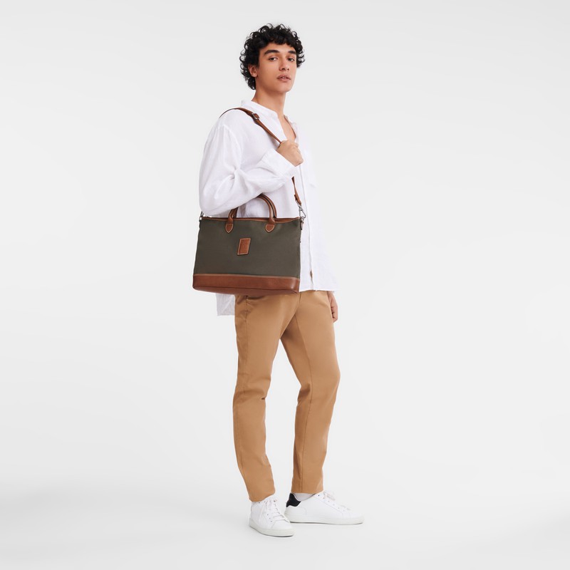 Longchamp Boxford S Briefcase - Recycled canvas Brown | KWOT37862