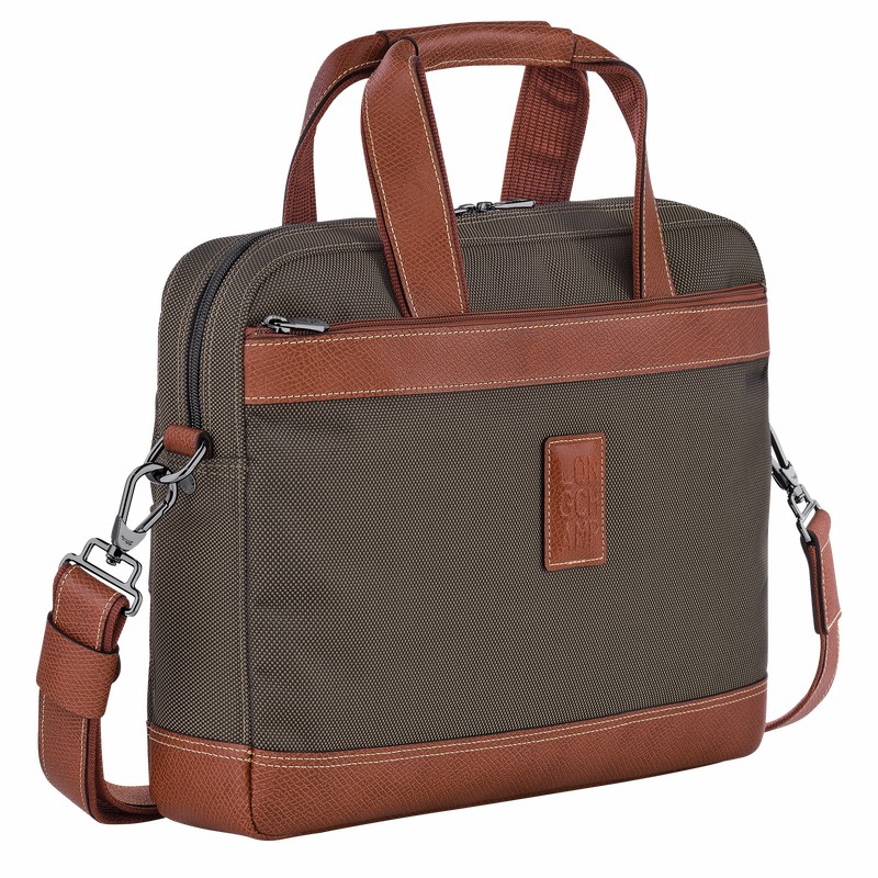 Longchamp Boxford S Briefcase - Recycled canvas Brown | KWOT37862