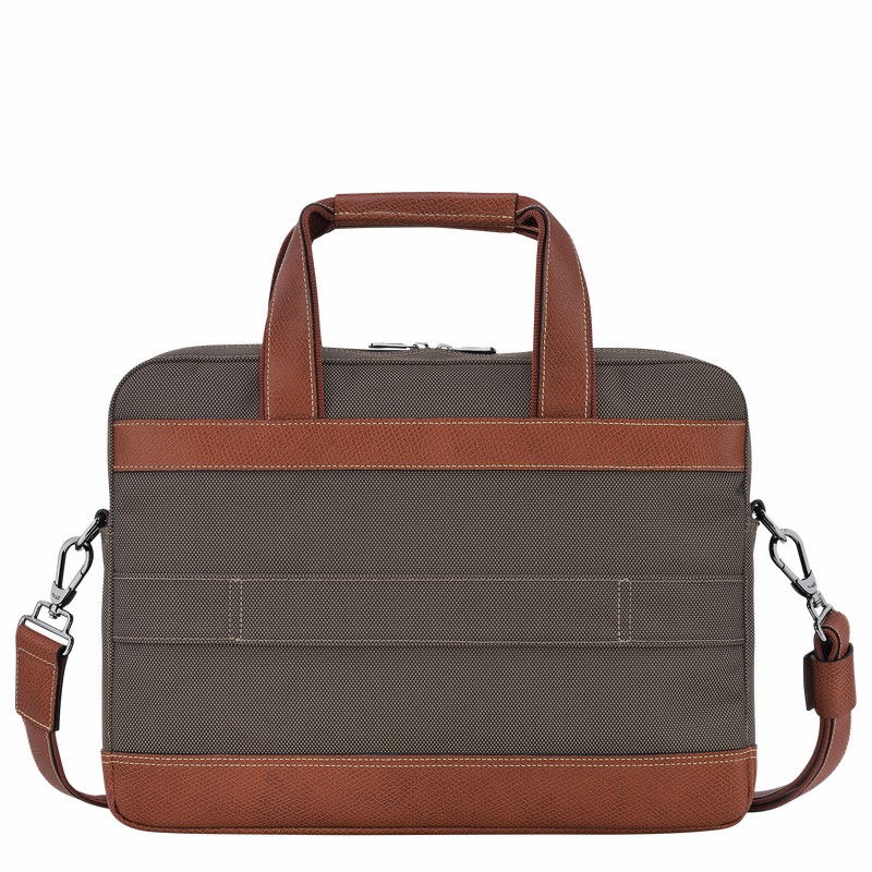 Longchamp Boxford S Briefcase - Recycled canvas Brown | KWOT37862