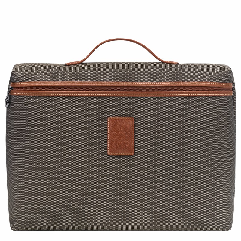 Longchamp Boxford S Briefcase - Recycled canvas Brown | KBUN84720