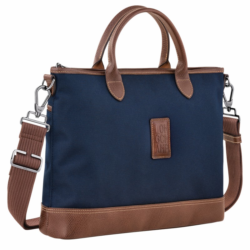 Longchamp Boxford S Briefcase - Recycled canvas Blue | GHDE29378