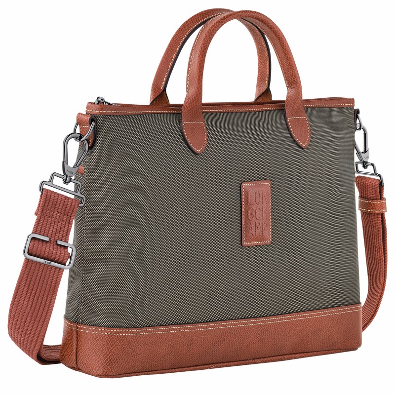 Longchamp Boxford S Briefcase - Recycled canvas Brown | TZLX12659