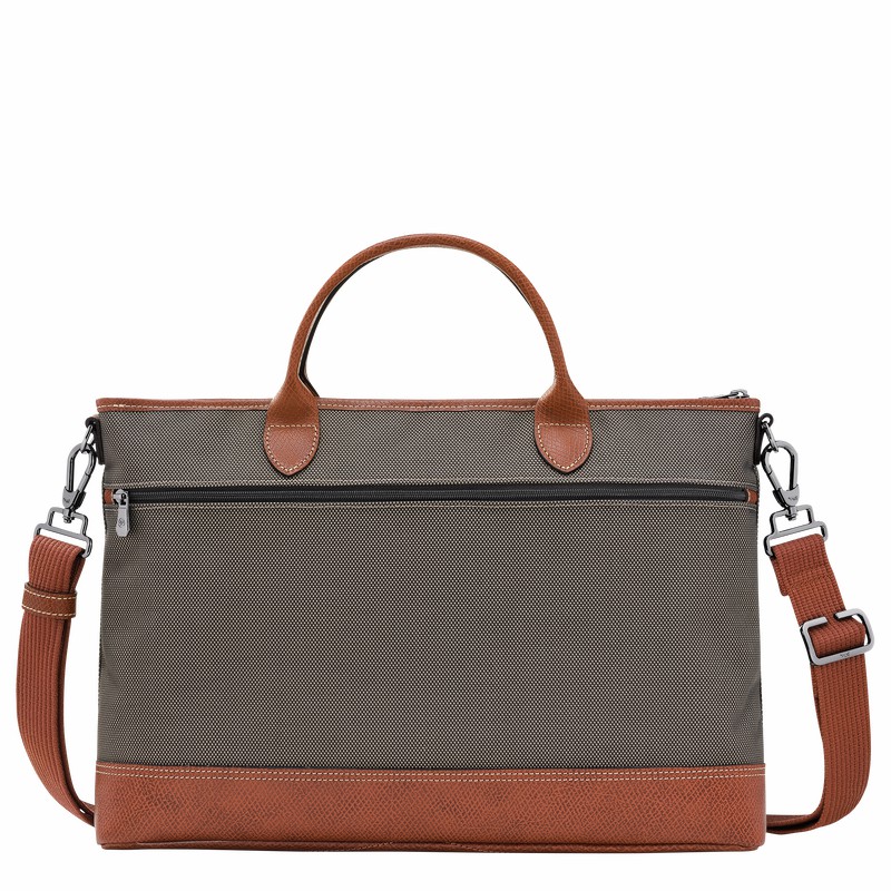 Longchamp Boxford S Briefcase - Recycled canvas Brown | TZLX12659