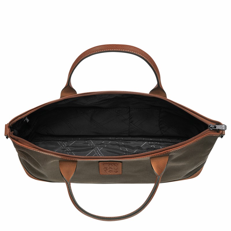 Longchamp Boxford S Briefcase - Recycled canvas Brown | TZLX12659