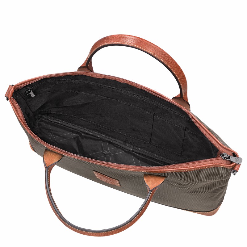 Longchamp Boxford S Briefcase - Recycled canvas Brown | TZLX12659