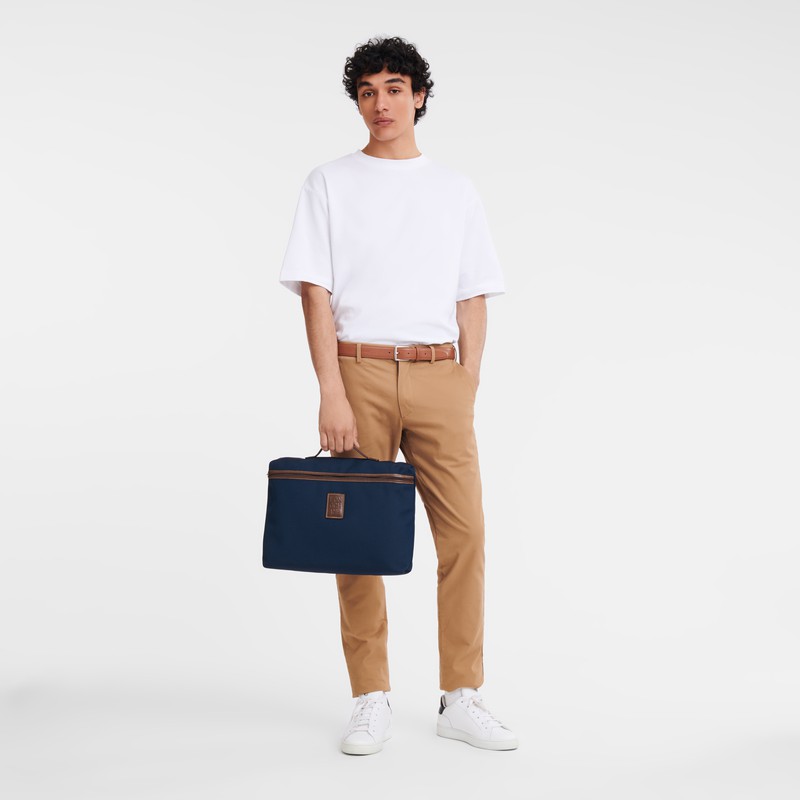 Longchamp Boxford S Briefcase - Recycled canvas Blue | UQLF10865