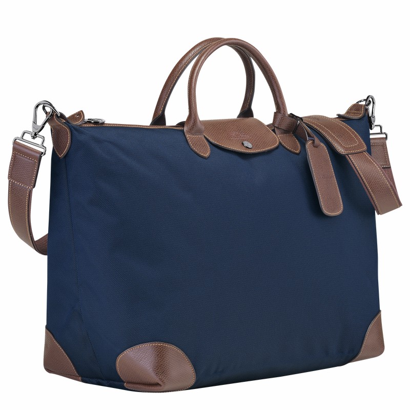 Longchamp Boxford S Travel bag - Recycled canvas Blue | ZXUV57192