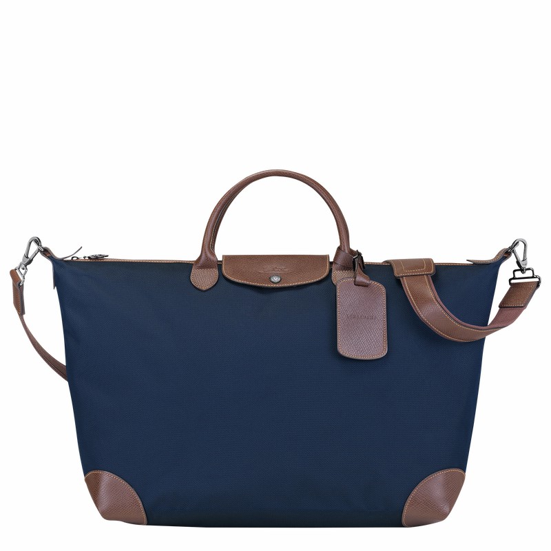 Longchamp Boxford S Travel bag - Recycled canvas Blue | ZXUV57192