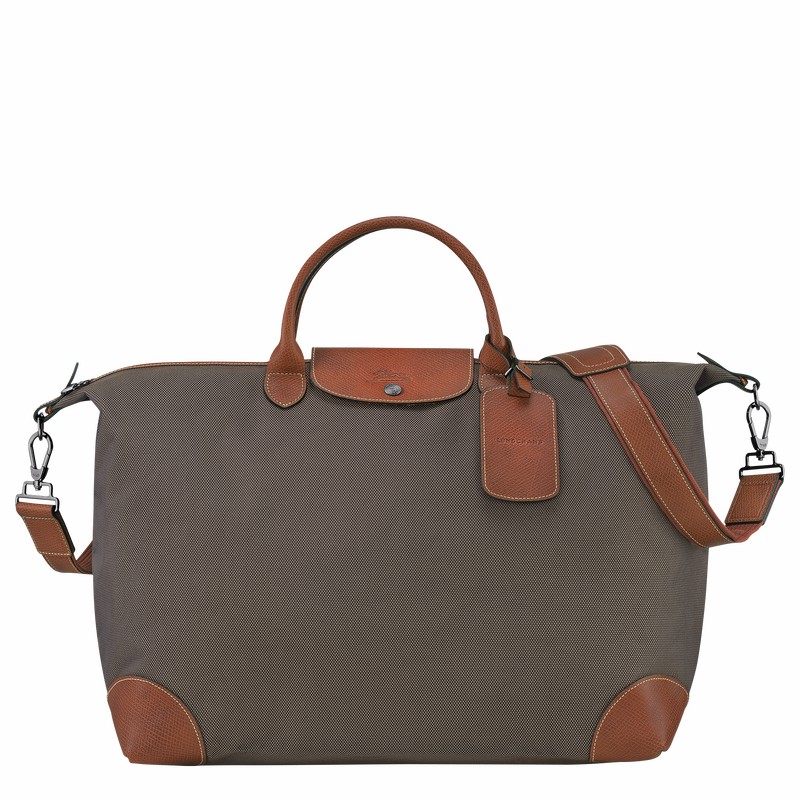 Longchamp Boxford S Travel bag - Recycled canvas Brown | BKEH69248