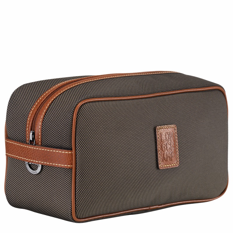 Longchamp Boxford Toiletry case - Recycled canvas Brown | UVQB64517