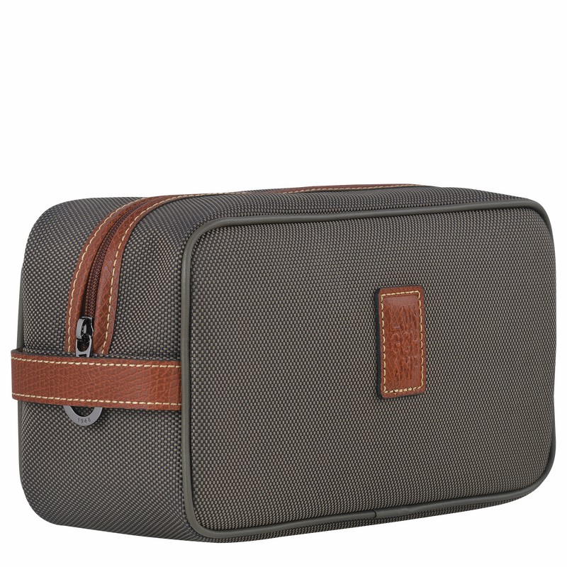 Longchamp Boxford Toiletry case - Recycled canvas Brown | UVQB64517