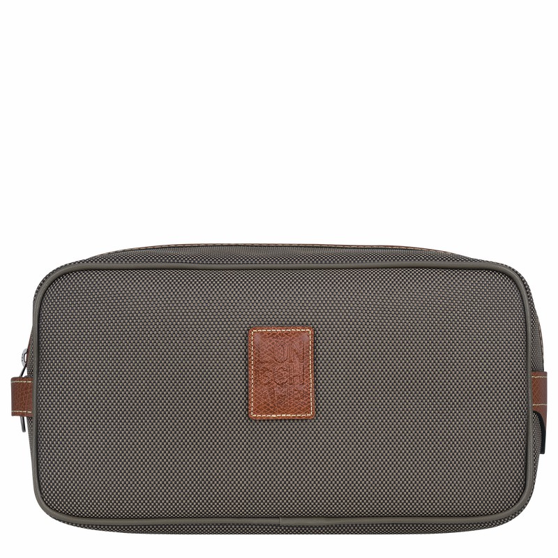 Longchamp Boxford Toiletry case - Recycled canvas Brown | LIAV52180