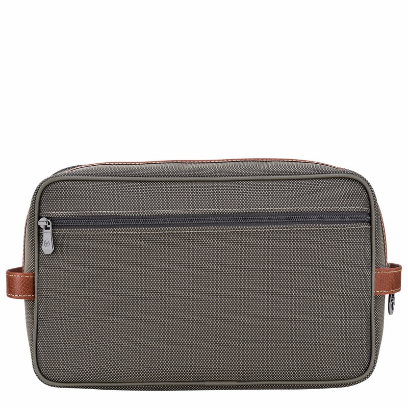 Longchamp Boxford Toiletry case - Recycled canvas Brown | JUBE87059