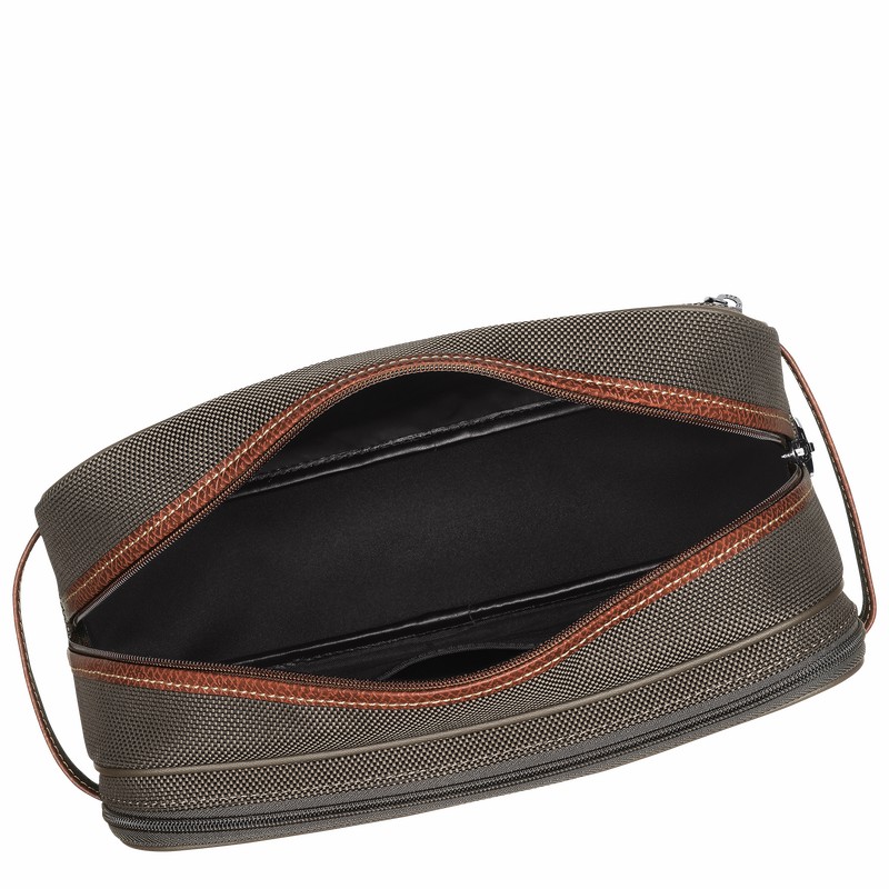 Longchamp Boxford Toiletry case - Recycled canvas Brown | JUBE87059