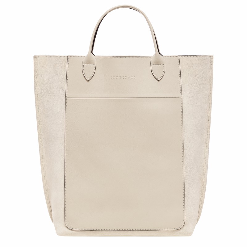 Longchamp Cabas M Tote bag - Leather Beige | JCVU71458