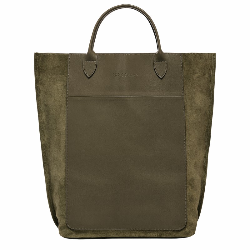 Longchamp Cabas M Tote bag - Leather Khaki | WCBP23074