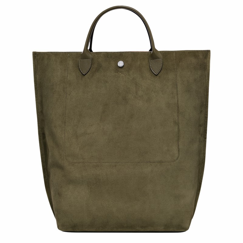 Longchamp Cabas M Tote bag - Leather Khaki | WCBP23074