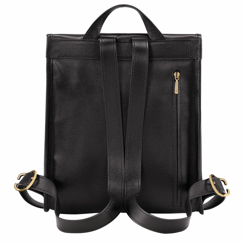 Longchamp Le FOULONNÉ Backpack - Leather Black | COXE29470