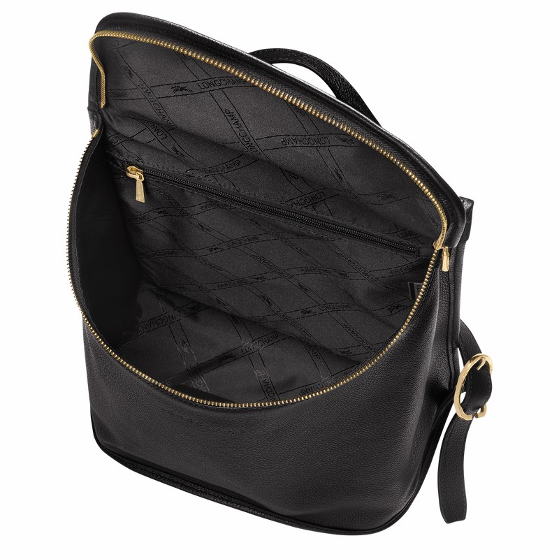 Longchamp Le FOULONNÉ Backpack - Leather Black | COXE29470