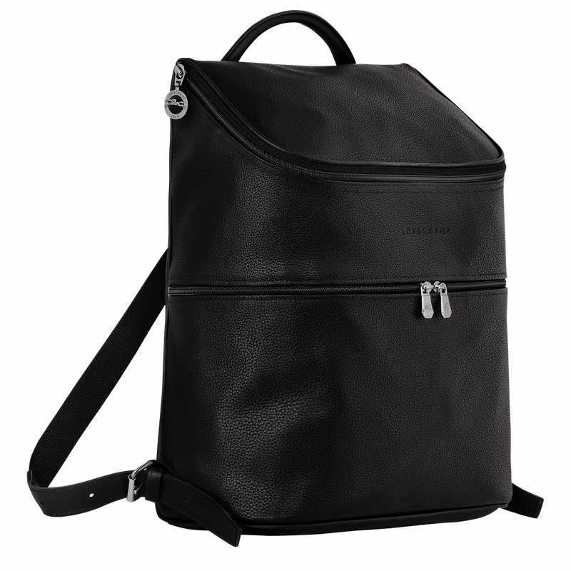 Longchamp Le FOULONNÉ Backpack - Leather Black | JREW94032