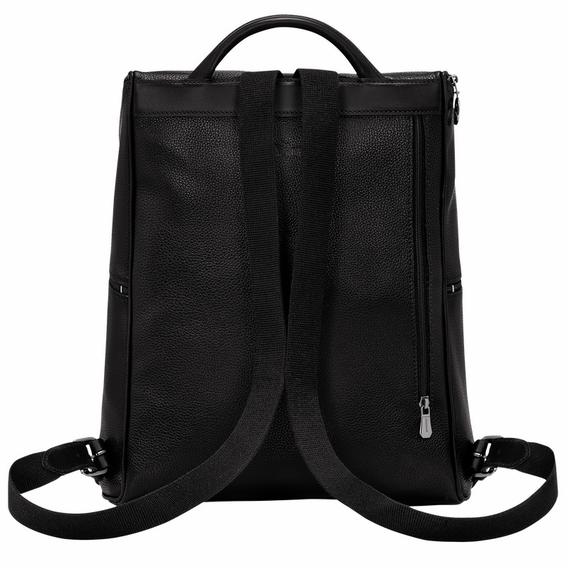 Longchamp Le FOULONNÉ Backpack - Leather Black | JREW94032