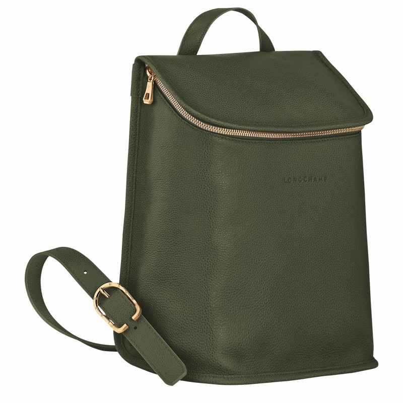 Longchamp Le FOULONNÉ Backpack - Leather Khaki | HSAO29304