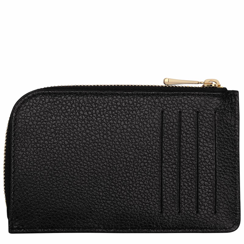 Longchamp Le FOULONNÉ Card holder - Leather Black | QZHX51782