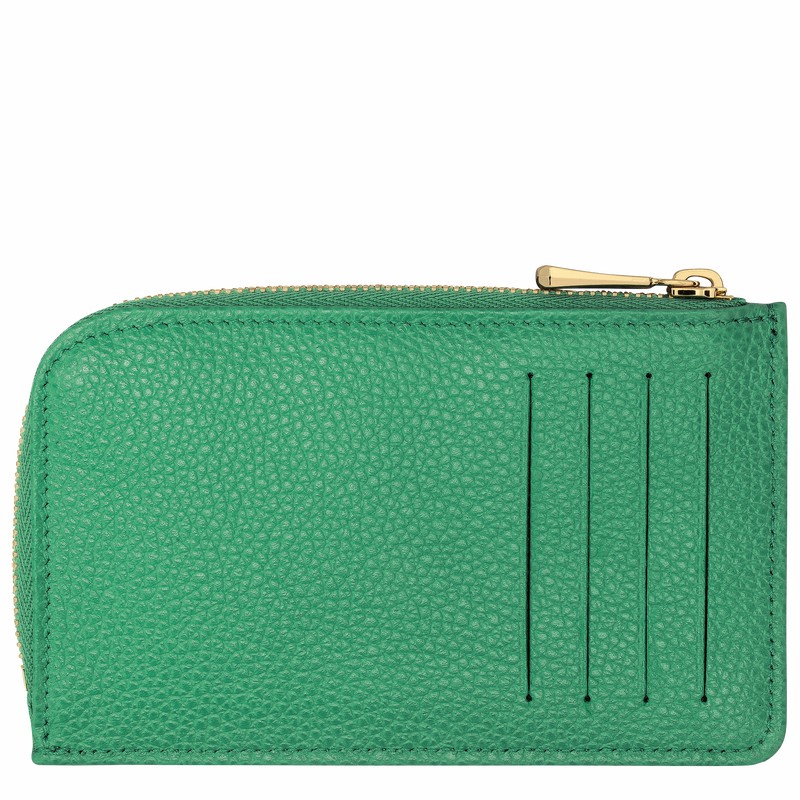 Longchamp Le FOULONNÉ Card holder - Leather Green | YABN30175