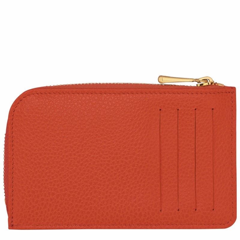 Longchamp Le FOULONNÉ Card holder - Leather Orange | NXMP54786