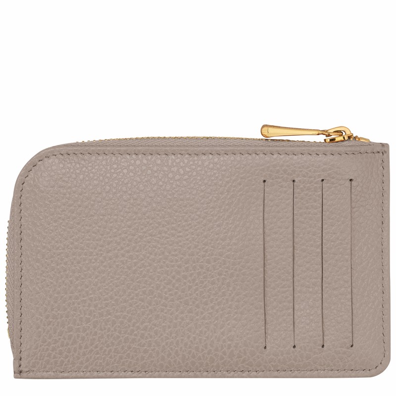 Longchamp Le FOULONNÉ Card holder - Leather Grey | PGNU46893