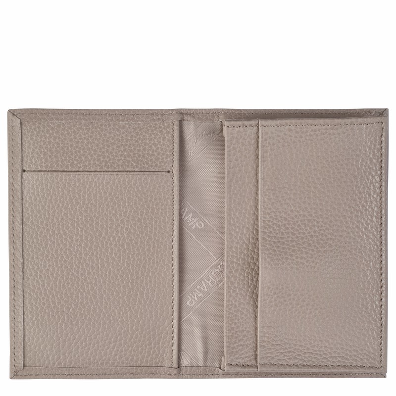 Longchamp Le FOULONNÉ Card holder - Leather Grey | MNAR89617