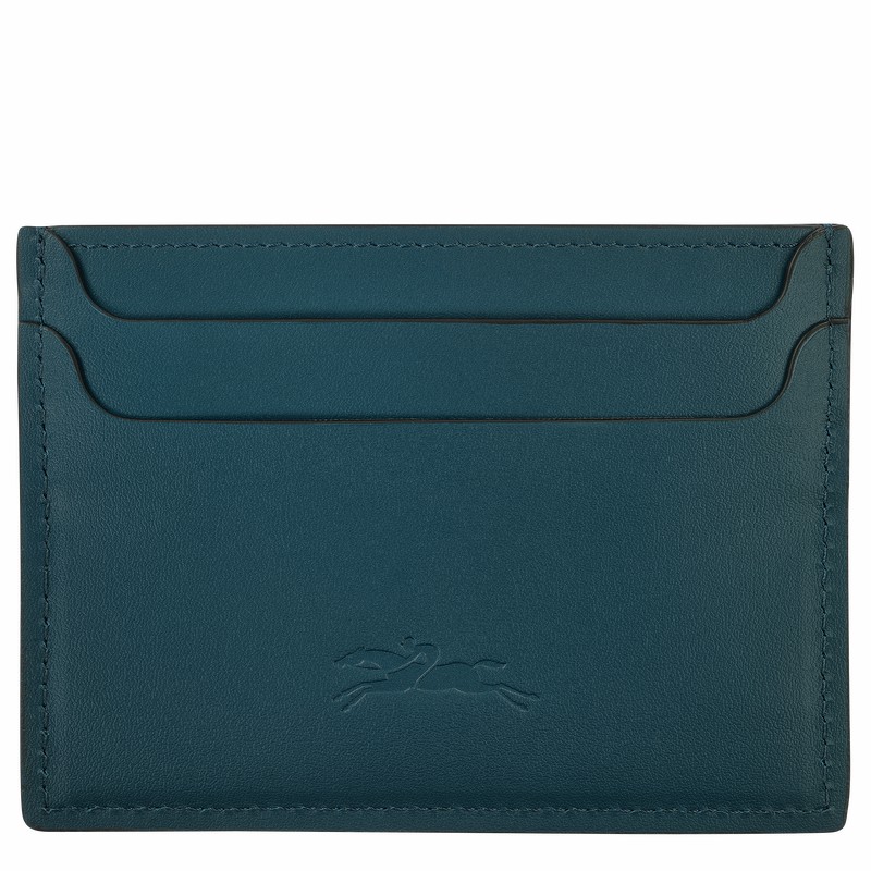 Longchamp Le FOULONNÉ Card holder - Leather Blue | TXHN65743