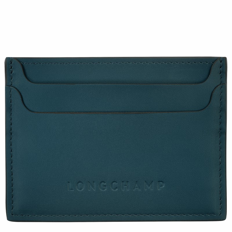 Longchamp Le FOULONNÉ Card holder - Leather Blue | TXHN65743