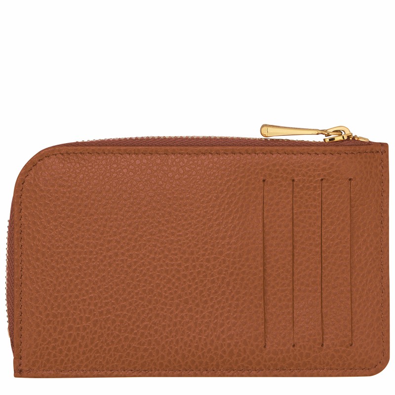 Longchamp Le FOULONNÉ Card holder - Leather Caramel | AYTX53842