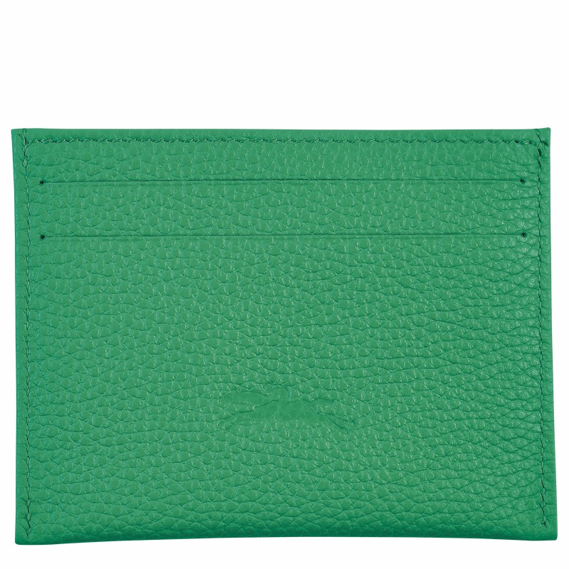 Longchamp Le FOULONNÉ Cardholder - Leather Green | HOMF36759