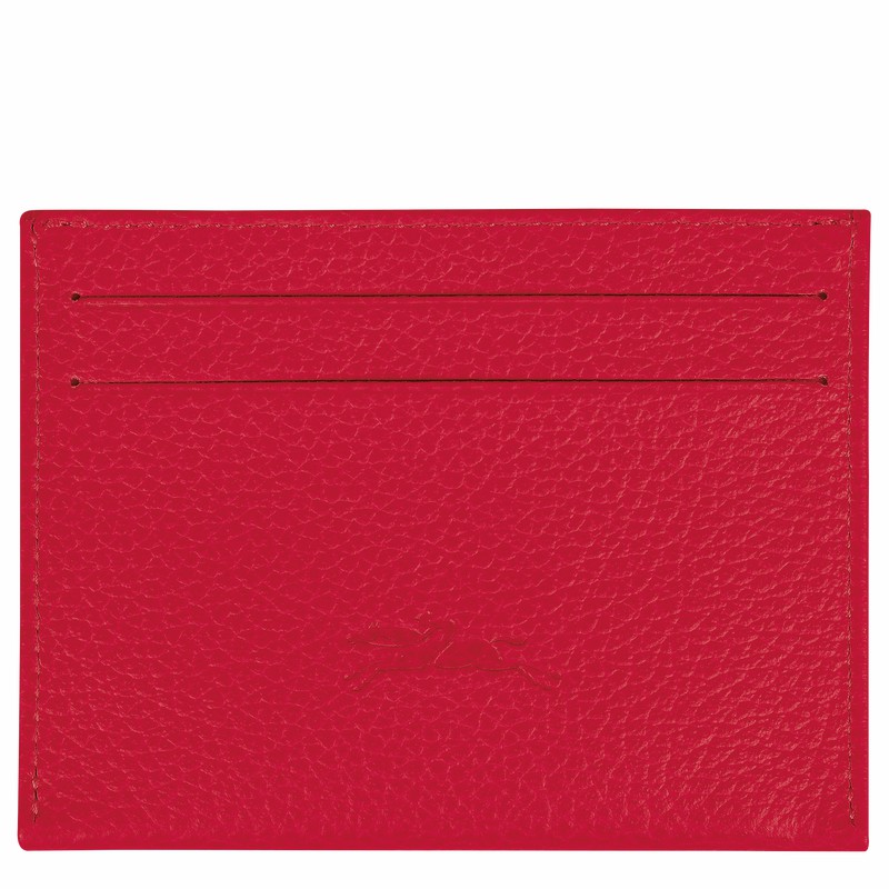 Longchamp Le FOULONNÉ Cardholder - Leather Red | ZVEH35842