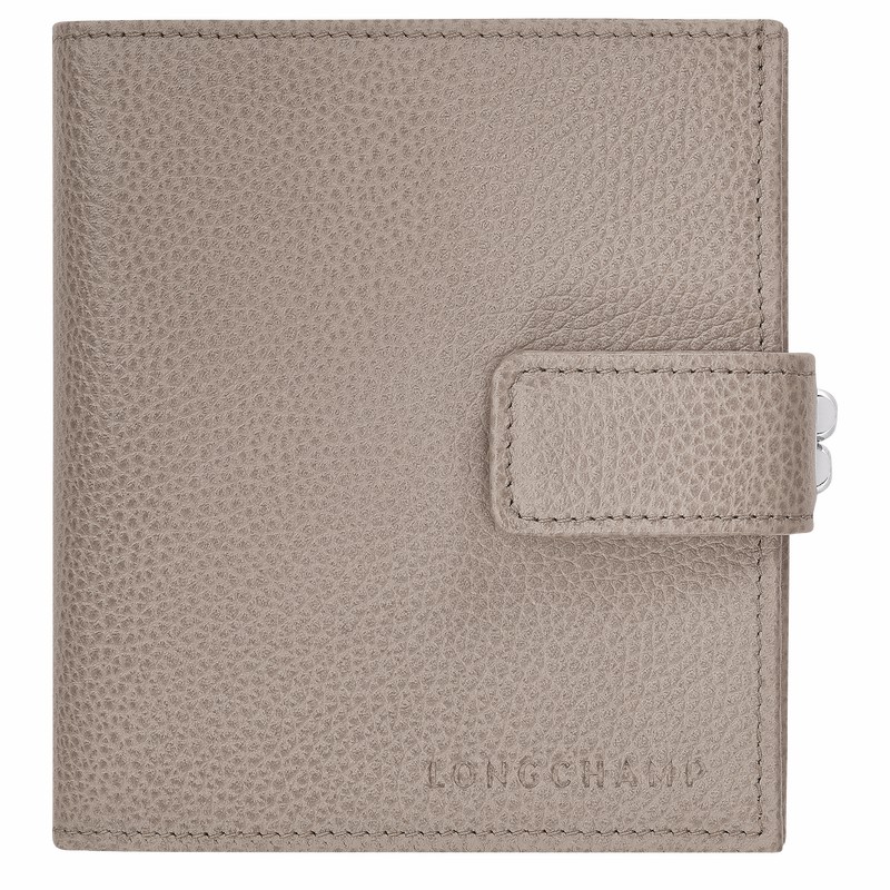 Longchamp Le FOULONNÉ Compact wallet - Leather Grey | DEYZ36870